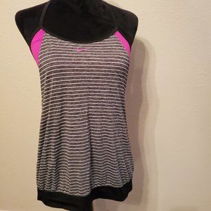 Nike layered black stripped. tankini drape swimsuit top pullover round neck